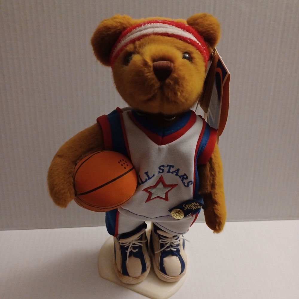 4/$60 Basketball Brass Button Bear (Rocket) - Sports Bears Collectable